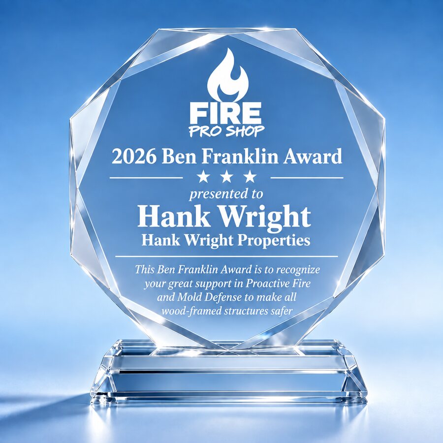 2026 Ben Franklin Award crystal presented to Hank Wright, Hank Wright Properties