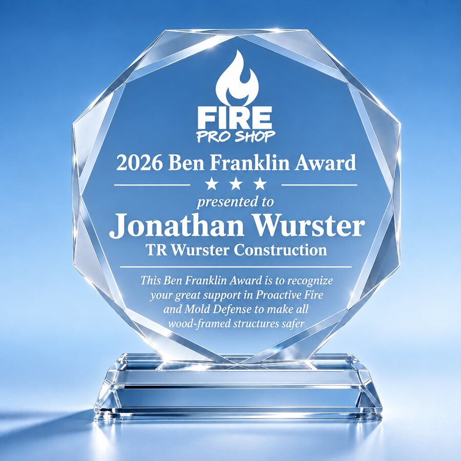 2026 Ben Franklin Award crystal presented to Jonathan Wurster, TR Wurster Construction