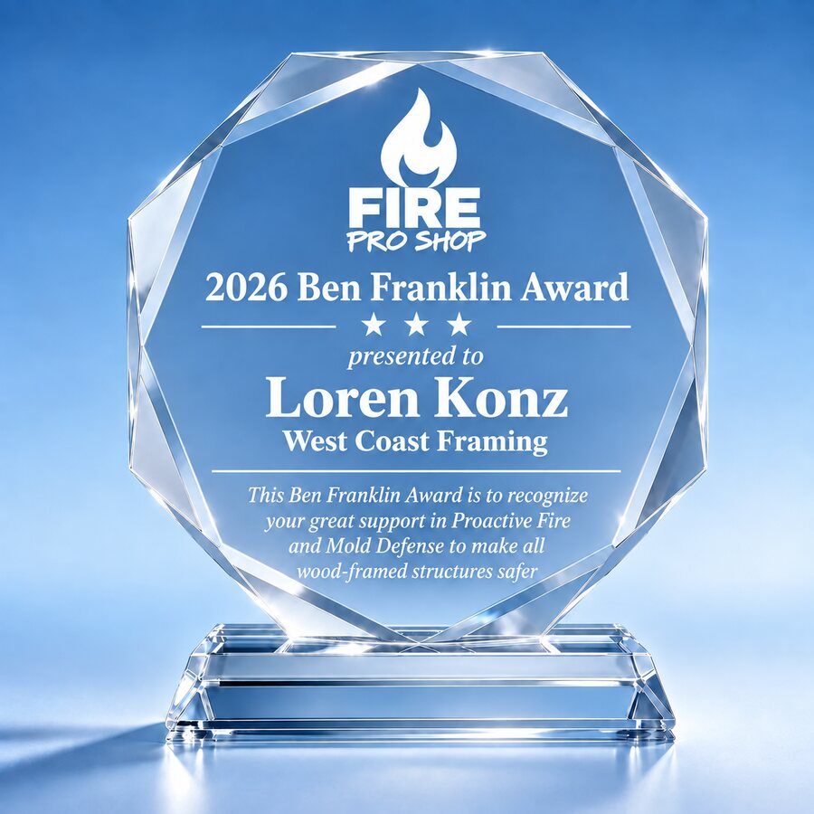 2026 Ben Franklin Award crystal presented to Loren Konz, West Coast Framing