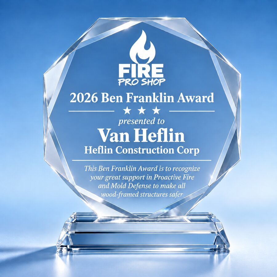 2026 Ben Franklin Award crystal presented to Van Heflin, Heflin Construction Corp