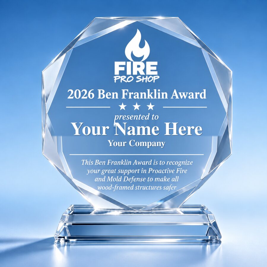 A 2026 Ben Franklin Award crystal engraved with Your Name Here