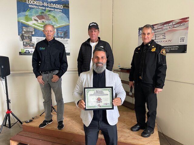 California Fire Chief Jeff Bowman and colleagues at a certificate presentation
